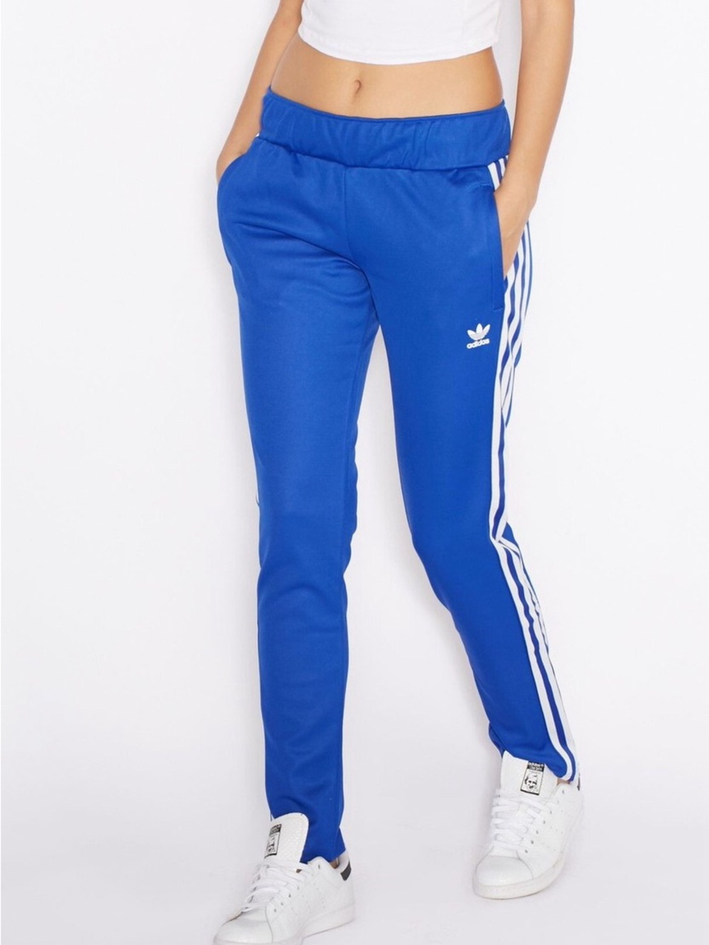 Adidas Originals Europa Track Pants AB2085 Blue White Trefoil Women’s Small